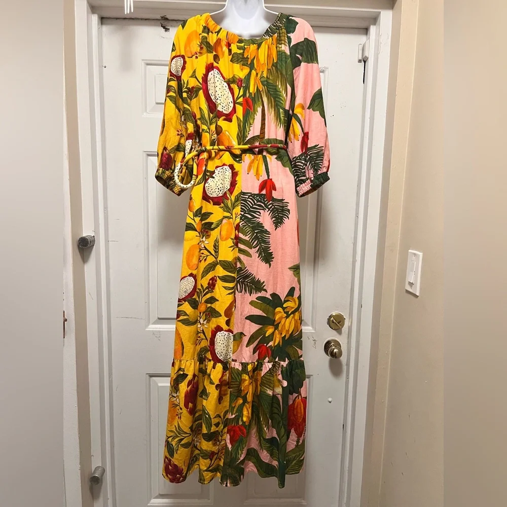 Farm Rio Mixed Print Tropical Wrap Dress Size M - Picture 2 of 8